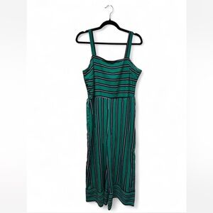 Japna Teal and Black Striped Strapless Dress